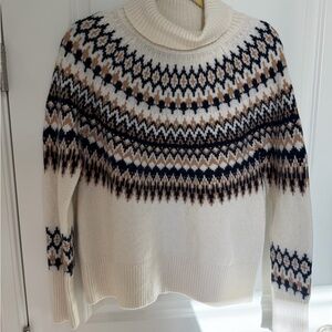 Vineyard Vines Cream and Navy Turtleneck Sweater